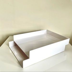 Poppin Letter Trays, White, 2 pack